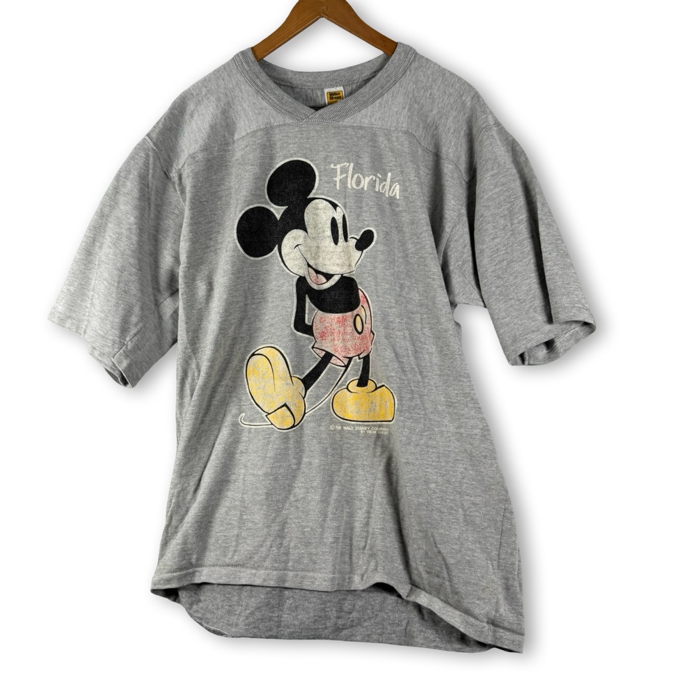 Vintage Velva Sheen Mickey Mouse Florida Gray Shirt Sz XL